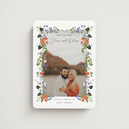 This is a lotus save the date magnets with standard by Sarah Knight called tropicana printing on magnet paper in magnet
