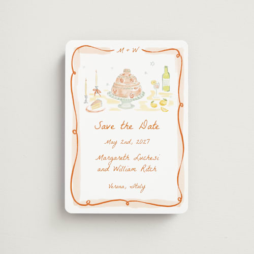 This is a flame save the date magnets with standard by Pati Cascino called giardino printing on magnet paper in magnet