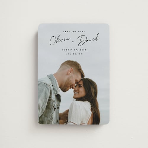 This is a noir save the date magnets with standard by JoAnn Jinks called signed printing on magnet paper in magnet