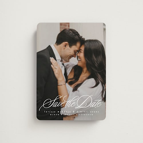 This is a pearl save the date magnets with standard by Lea Delaveris called lovely day printing on magnet paper in magnet
