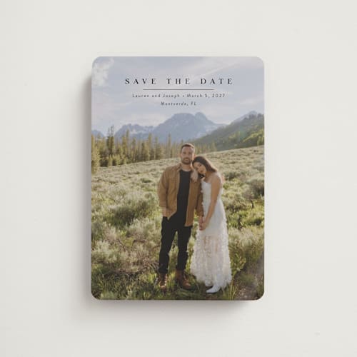 This is a midnight save the date magnets with standard by Abi de Leon called magical printing on magnet paper in magnet