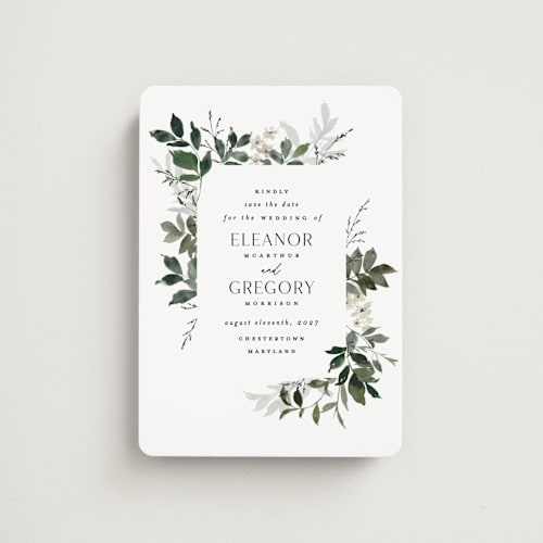 This is a meadow save the date magnets with standard by Everett Paper Goods called grove printing on magnet paper in magnet