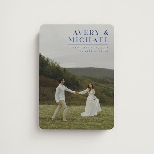 This is a marine save the date magnets with standard by Juneau Designs called hold tight printing on magnet paper in magnet