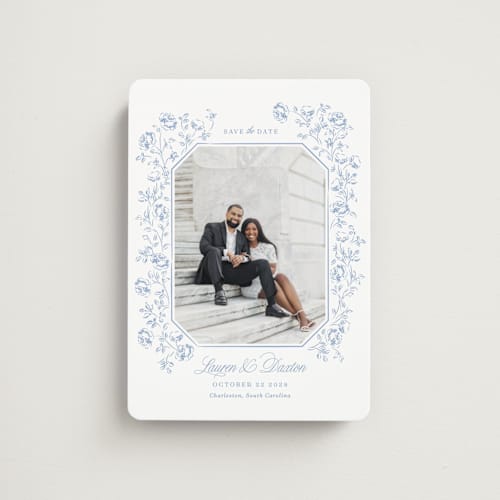 This is a sky save the date magnets with standard by Robert and Stella called framed florals printing on magnet paper in magnet