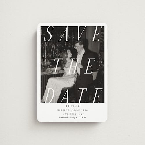 This is a ink save the date magnets with standard by Olivia Raufman called felicity printing on magnet paper in magnet