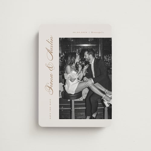 This is a sand save the date magnets with standard by Michelle Taylor called lovely day printing on magnet paper in magnet