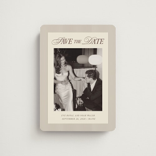 This is a maroon save the date magnets with standard by Pati Cascino called sienna printing on magnet paper in magnet