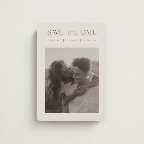 This is a mist save the date magnets with standard by Christy Hy Lee called you and me printing on magnet paper in magnet
