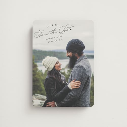 This is a smoke save the date magnets with standard by Morgan Kendall called stamp printing on magnet paper in magnet