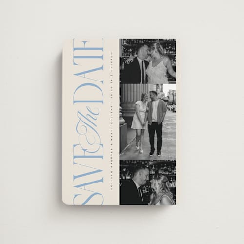This is a sky save the date magnets with standard by Laura Hankins called sideline printing on magnet paper in magnet