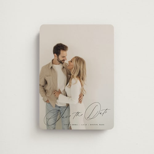This is a inked save the date magnets with standard by Design Lotus called symphony us printing on magnet paper in magnet