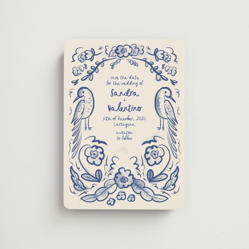 This is a marseille blue save the date magnets with standard by Ani Somi called santa catalina printing on magnet paper in magnet