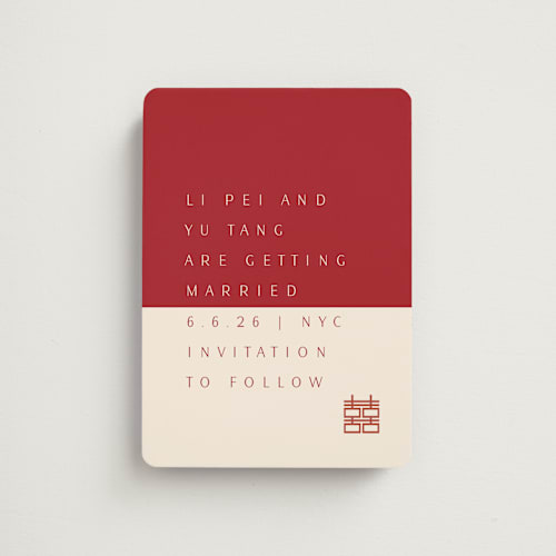 This is a poppy save the date magnets with standard by Deborah Chou called two toned printing on magnet paper in magnet