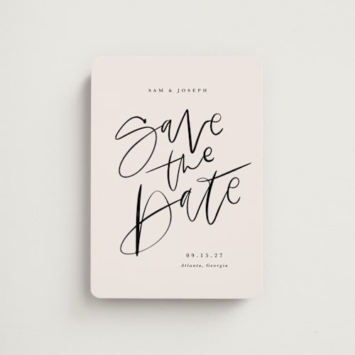 This is a cream save the date magnets with standard by Kristen Smith called brushpen printing on magnet paper in magnet