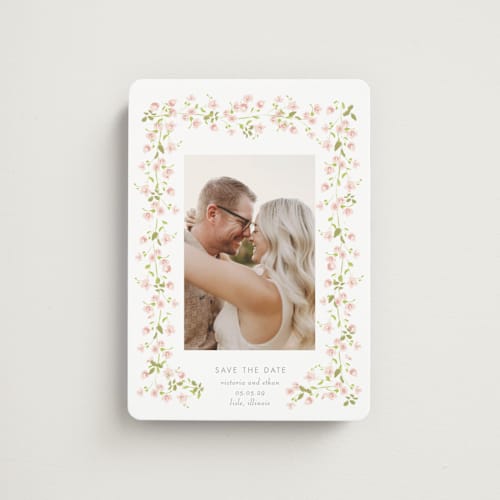 This is a peony save the date magnets with standard by Baumbirdy called rosebud printing on magnet paper in magnet