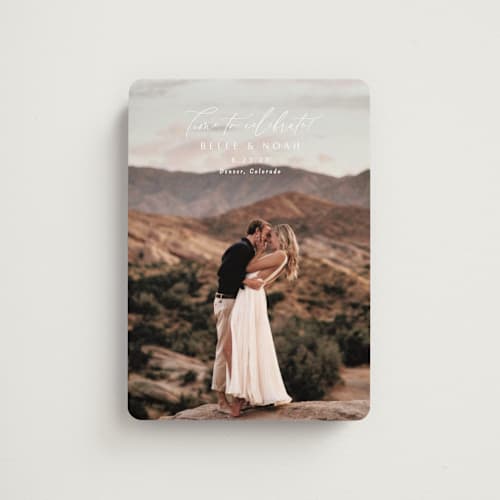 This is a pearl save the date magnets with standard by Alethea and Ruth called simple celebrate printing on magnet paper in magnet