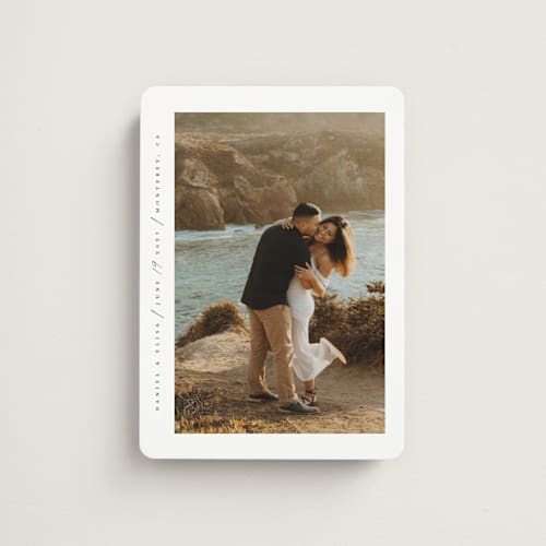 This is a blanc save the date magnets with standard by Faith Dorn called scripted date printing on magnet paper in magnet