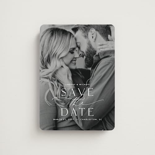 This is a pearl save the date magnets with standard by Jennifer Postorino called so this is love printing on magnet paper in magnet
