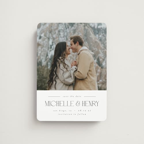 This is a ivory save the date magnets with standard by Darryl Don Doctor called summit printing on magnet paper in magnet