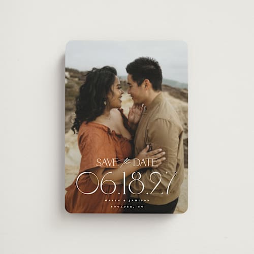 This is a opal save the date magnets with standard by Robert and Stella called brookefield printing on magnet paper in magnet