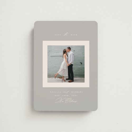 This is a fog save the date magnets with standard by Gwen Bedat called simply said printing on magnet paper in magnet