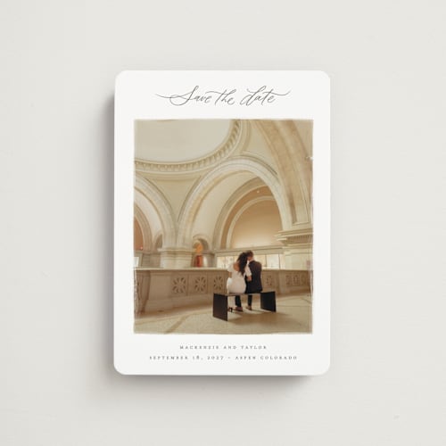 This is a mist save the date magnets with standard by Wildfield Paper Co called drift printing on magnet paper in magnet