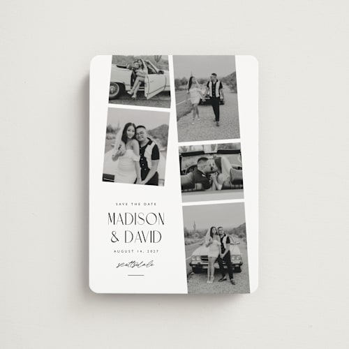 This is a sugar save the date magnets with standard by Jessica Williams called photo booth printing on magnet paper in magnet