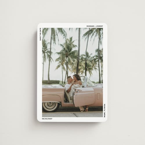 This is a moon save the date magnets with standard by Kelly Watkins called modern printing on magnet paper in magnet