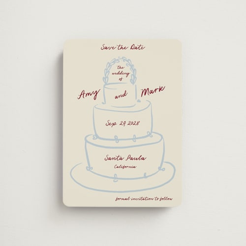 This is a chiffon save the date magnets with standard by Ani Somi called cake printing on magnet paper in magnet