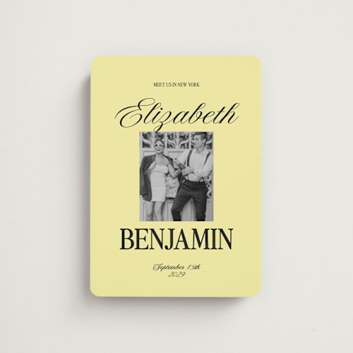 This is a butter save the date magnets with standard by Helena Vitto called the eternal printing on magnet paper in magnet