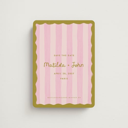 This is a macaron save the date magnets with standard by Pink House Press called paris printing on magnet paper in magnet