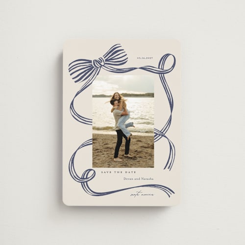 This is a blue spruce save the date magnets with standard by Carrie ONeal called neddy printing on magnet paper in magnet