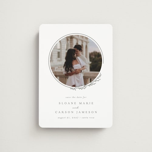 This is a cloudy save the date magnets with standard by Brianne Larsen called branched printing on magnet paper in magnet