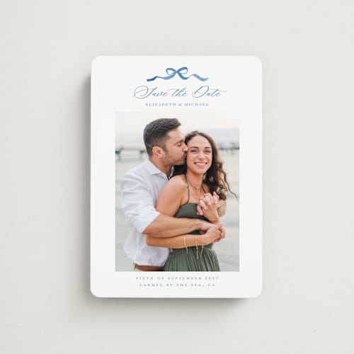 This is a cobalt save the date magnets with standard by Petra Kern called royal printing on magnet paper in magnet