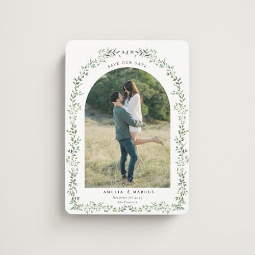 This is a mojito save the date magnets with standard by Susan Moyal called monogramed arch printing on magnet paper in magnet