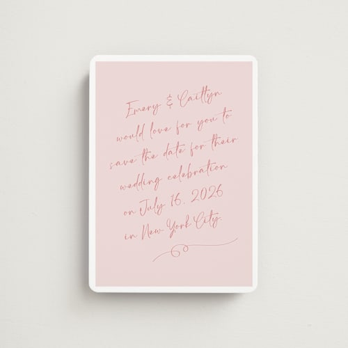 This is a rosebud save the date magnets with standard by Adelyn T. called ink scribble printing on magnet paper in magnet
