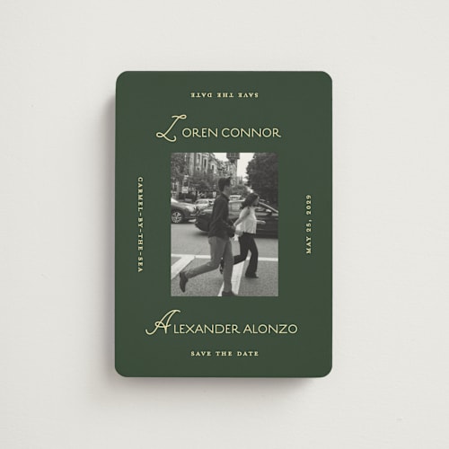 This is a citrus save the date magnets with standard by Angela Quan called grid printing on magnet paper in magnet