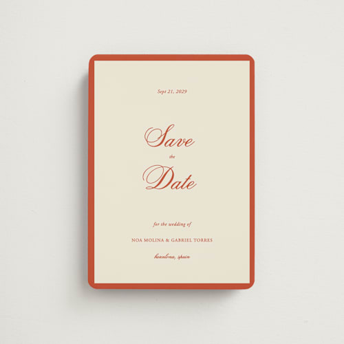 This is a cherry save the date magnets with standard by Ani Somi called borders printing on magnet paper in magnet