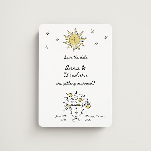 This is a nero save the date magnets with standard by Helena Vitto called amore mio printing on magnet paper in magnet