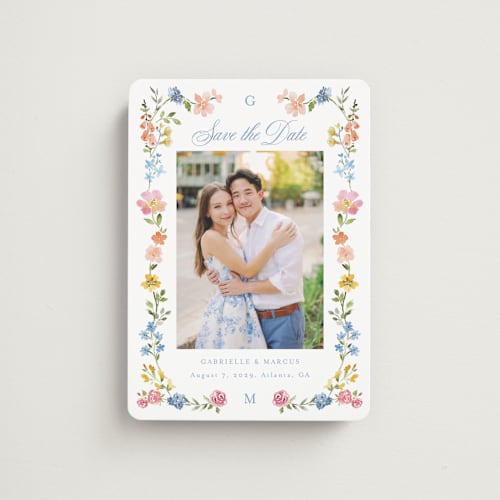 This is a meadow save the date magnets with standard by Petra Kern called everlasting romance printing on magnet paper in magnet