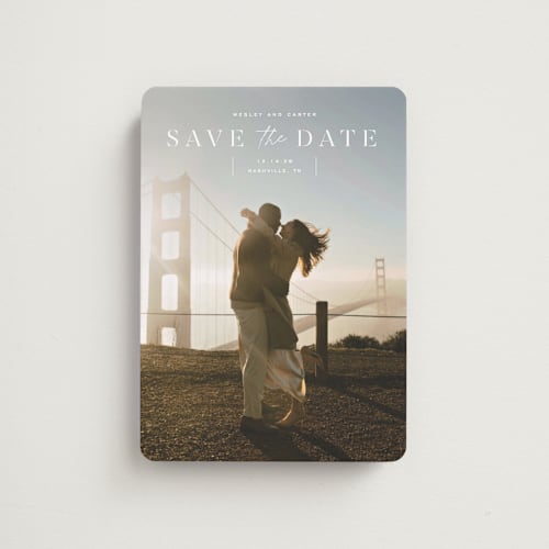 This is a cloud save the date magnets with standard by Sara Hicks Malone called modern stencil printing on magnet paper in magnet