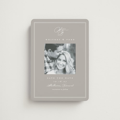 This is a fog save the date magnets with standard by Amy Kross called simple edge printing on magnet paper in magnet