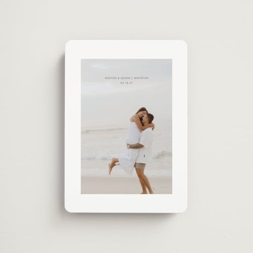 This is a ice save the date magnets with standard by chocomocacino called ritornelli printing on magnet paper in magnet