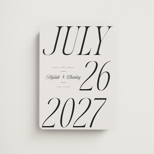 This is a ivory save the date magnets with standard by Melanie Kosuge called grand printing on magnet paper in magnet