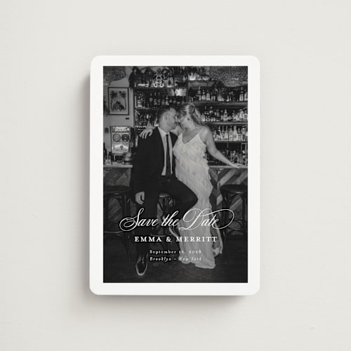 This is a ivory save the date magnets with standard by Benita Crandall called the classic printing on magnet paper in magnet