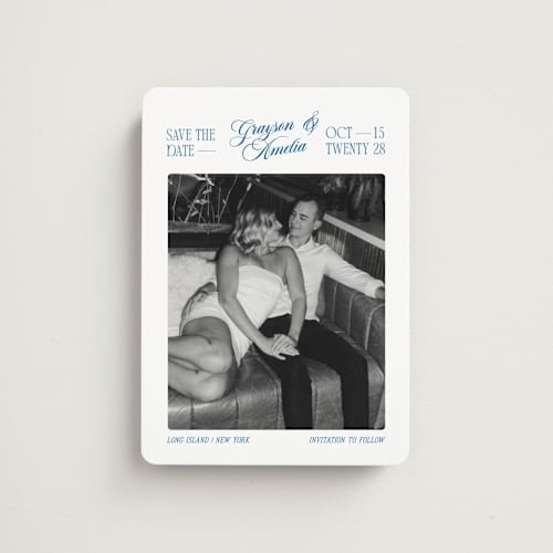 This is a lake save the date magnets with standard by Robert and Stella called opening titles printing on magnet paper in magnet