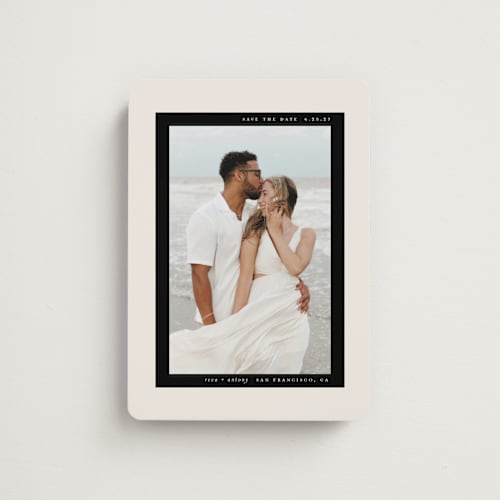 This is a buttercream save the date magnets with standard by Lori Wemple called most minimal printing on magnet paper in magnet