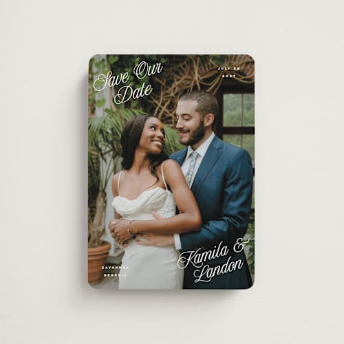 This is a cloud save the date magnets with standard by Hooray Creative called all four corners printing on magnet paper in magnet