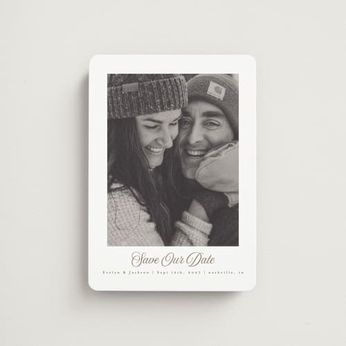 This is a snow save the date magnets with standard by Angela Garrick called sweet printing on magnet paper in magnet