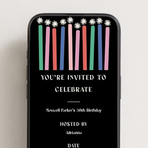 This is a confetti online birthday invitations by Jenna Holcomb called birthday candles printing on digital paper in standard